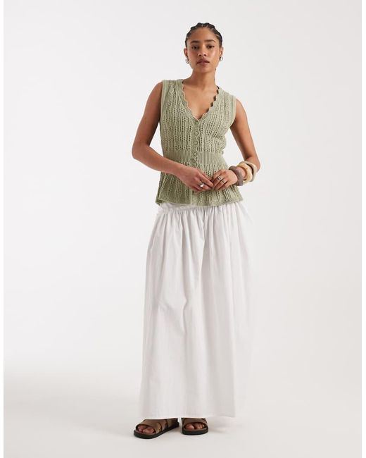 New Look Green Cinched Waist Knitted Waistcoat