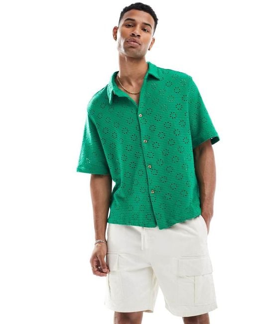 Bershka Green Lace Shirt for men