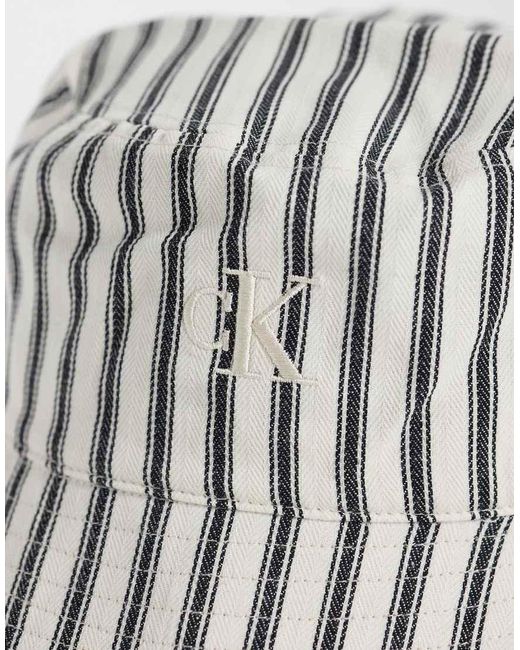 Calvin Klein White Striped Bucket Hat