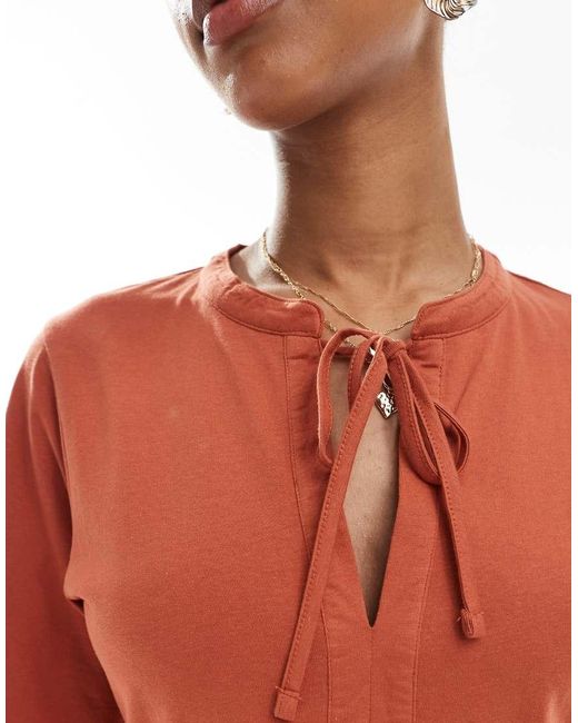 Threadbare Cotton Rich Tiered Short Sleeve Mini Dress With Keyhole Detail
