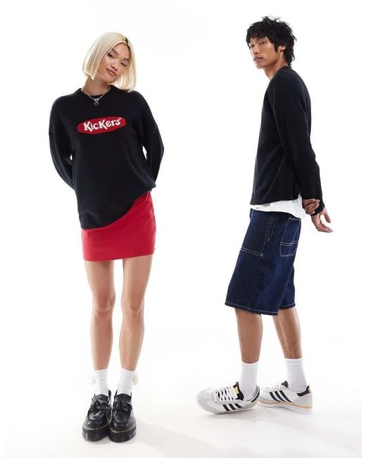 Kickers Black Unisex Classic Knitted Jumper With Jacquard Logo Detail