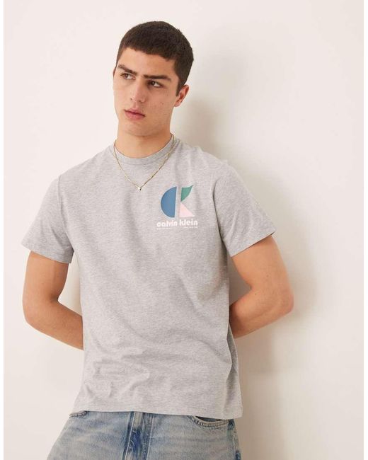 T-Shirt Grigia Con Stampa Effetto Pop Art di Calvin Klein in Gray da Uomo