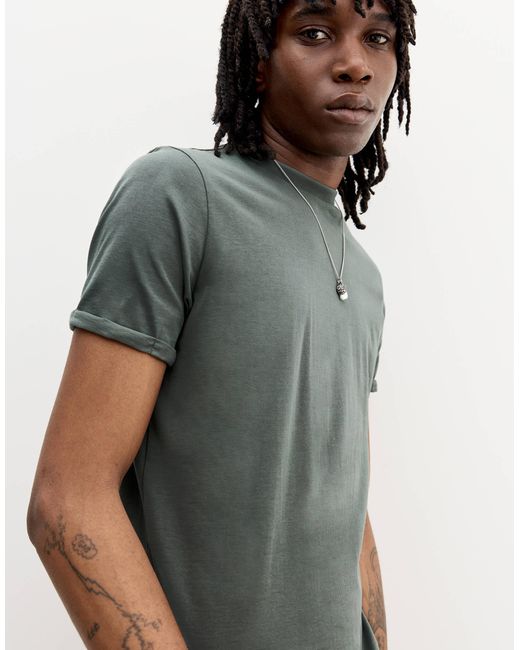 Pull&Bear – kurzärmliges, körperbetontes t-shirt in Green für Herren