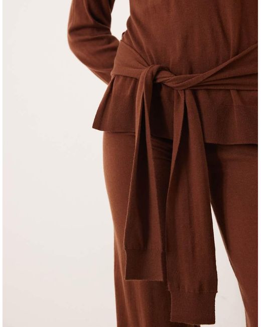 Mango Brown Kendrik Tie Waist Jumper Co-Ord