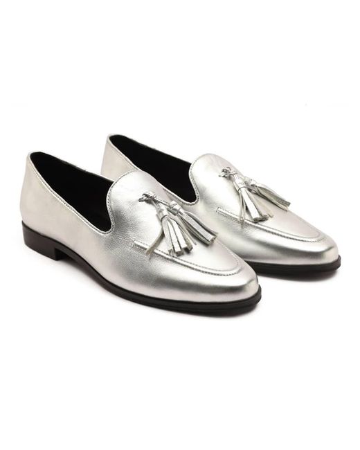OFF THE HOOK White Moselle Leather Tassel Loafers