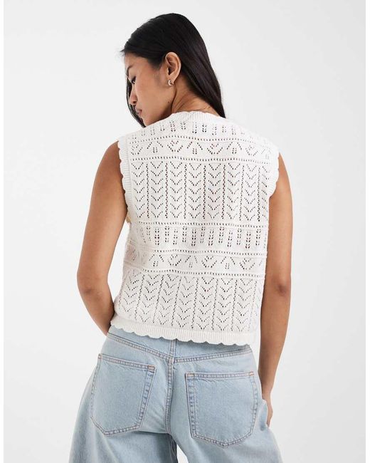 ONLY White Crochet Vest