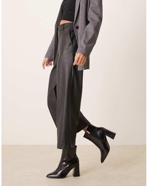 New Look Black Wide Leg Leather-Look Culottes