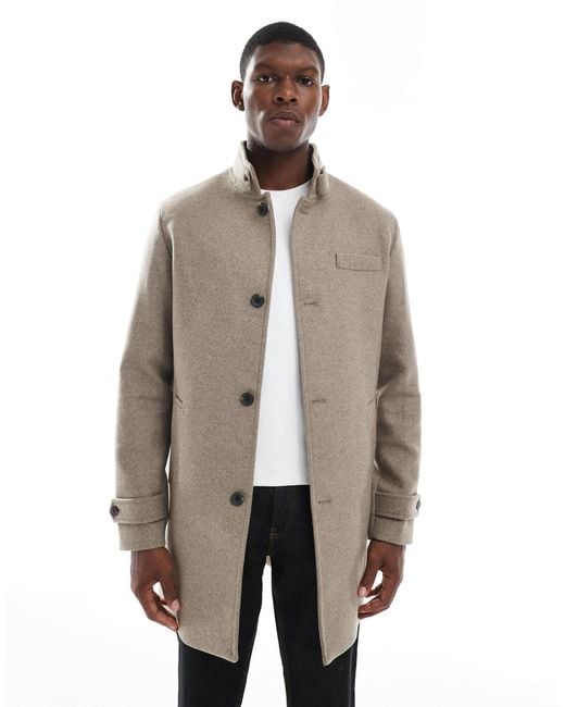 Jack & Jones – wollmix-mantel in Natural für Herren