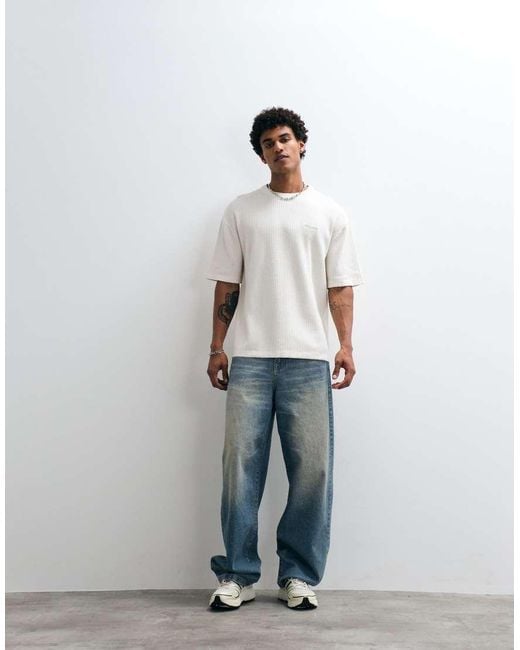 PEGADOR White Ston Structured Knit Crewneck T-shirt for men