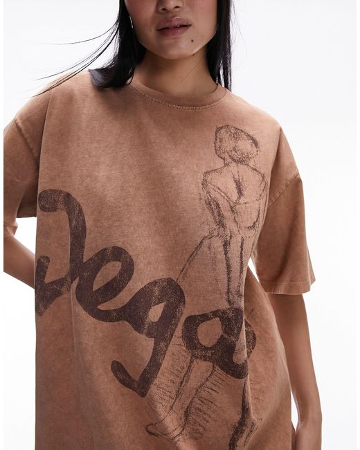 Art museum - t-shirt oversize imprimé degas - marron TOPSHOP en coloris Brown
