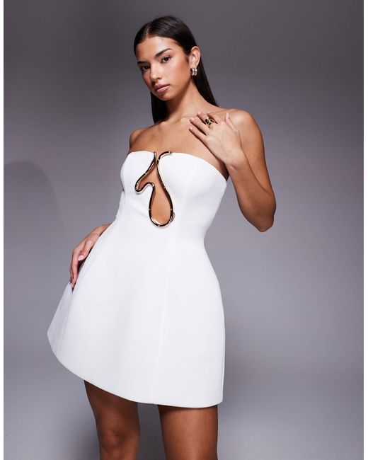 ASOS Women's White Premium Bandeau Sculpted Mini Dress With Trim -  thefunkyskunk.ie