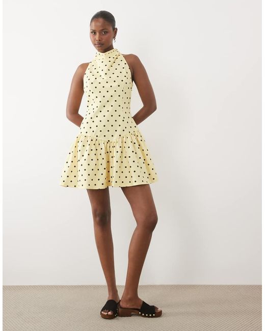 ASOS Multicolor Halter Neck With Peplum Detail Mini Dress