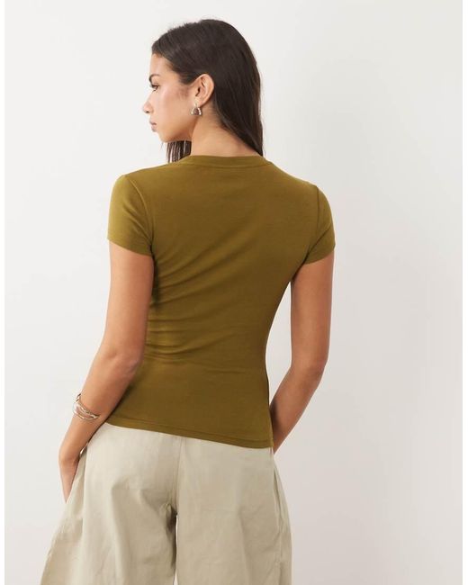 Gina Tricot Brown Crew Neck Top