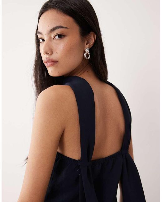 ASOS Blue Tailored Bandeau Top With Choker Detail Co-ord