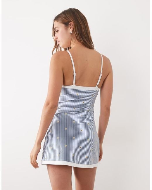 Abercrombie & Fitch Blue Ypb Sculpt Workout Mini Dress With Sweetheart Neck