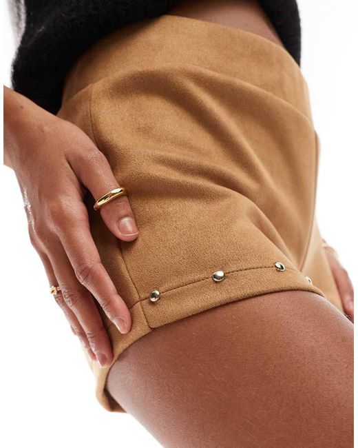 ASOS Black Suedette Hotpants With Studding Detail