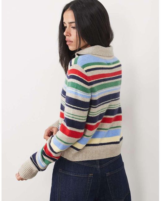 Abercrombie & Fitch Blue Cropped Knitted Collar Cardigan