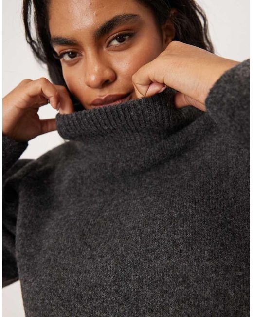 ASOS Black Asos Design Curve Shoulder Pad Extreme Sleeve Waisted Jumper