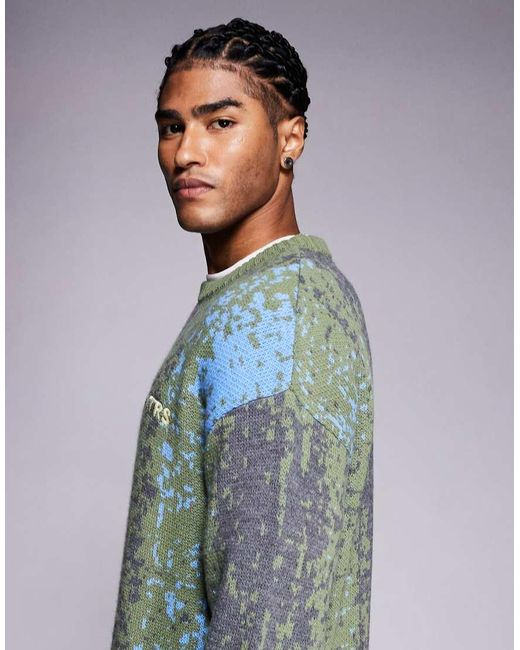 ASOS Ruimvallende Gebreide Trui Met Kleurverloop En Frntrs-Borduursel in het Gray voor heren