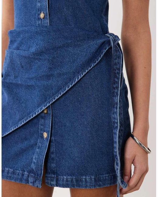 ASOS Blue Denim Shirt Dress With Detail