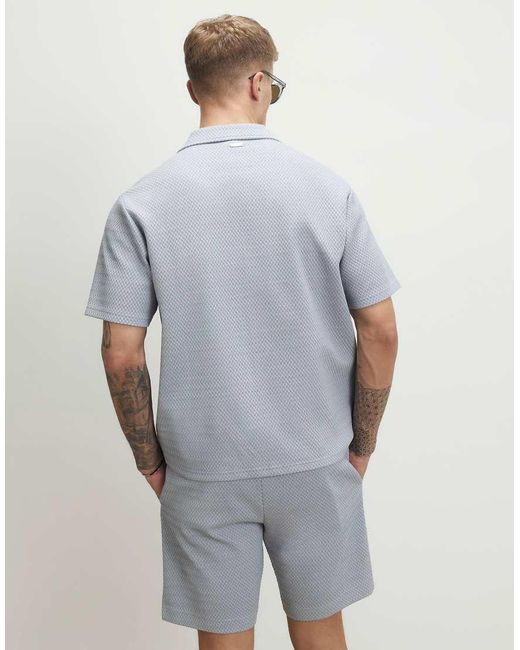 River Island Blue Regular Fit Triangle Jacquard Shirt for men