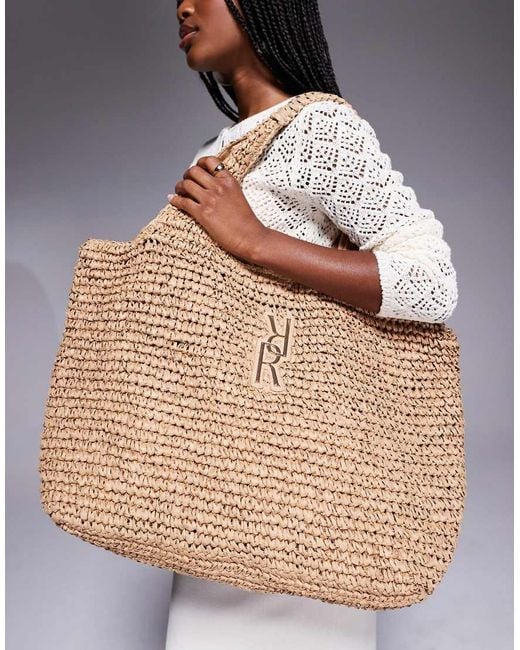River Island Gray Raffia Shopper Bag