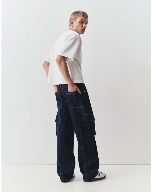 Pull&Bear Baggy Cargojeans in het White voor heren
