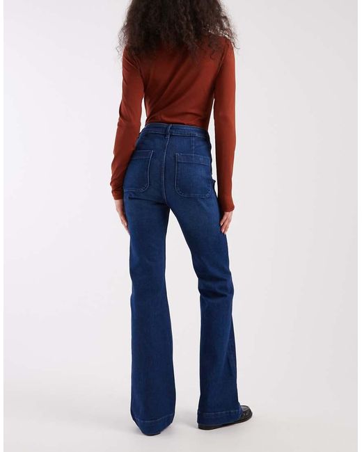 ONLY Blue Madison Pocket Detail High Waist Flared Jeans