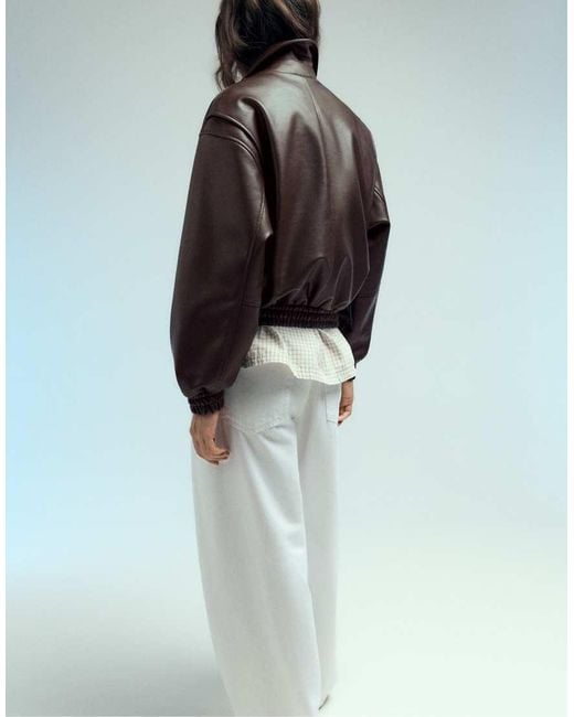 Pull&Bear Black Leather Effect Dad Jacket
