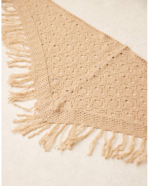 Écharpe en maille duveteuse à franges - beige ASOS en coloris Brown