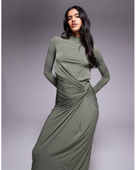 DASKA Exclusive High Neck Maxi Dress in Gray | Lyst