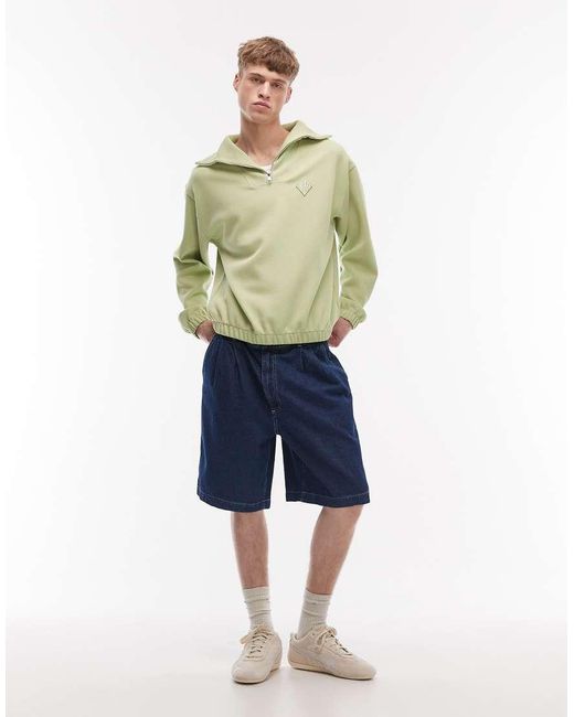 Lacoste Green Diamond Logo Quarter Zip Sweat for men