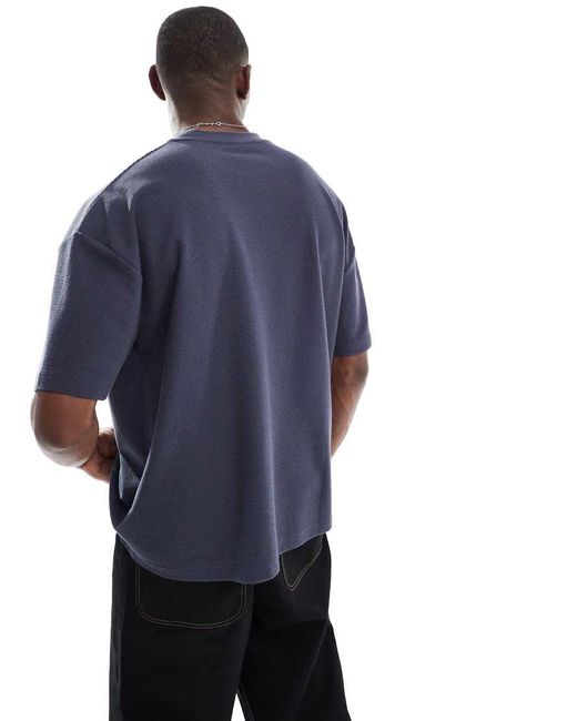 Camiseta Extragrande Con Gráfico De Ciudad De Punto De Arroz Grueso De 230 G/M2 De ASOS de hombre de color Blue