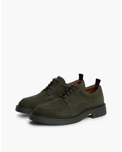 Tommy Hilfiger Green Suede Lace-Up Derby Shoes for men