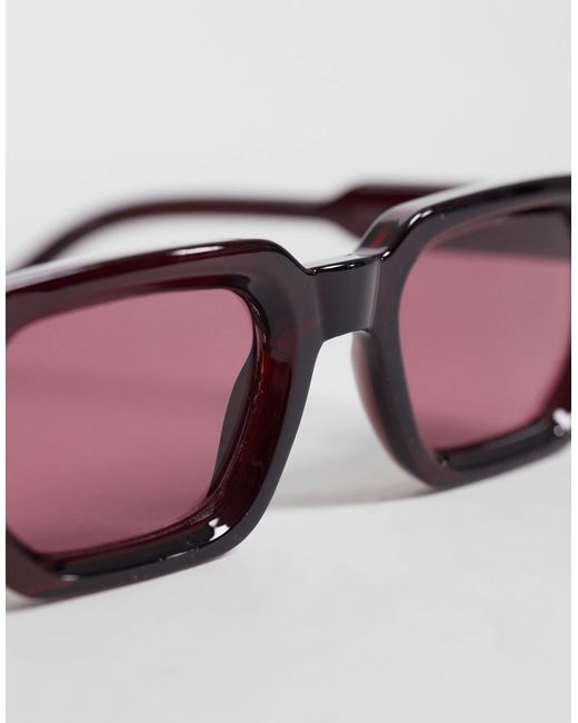 ASOS Pink Chunky Rectangle Sunglasses for men