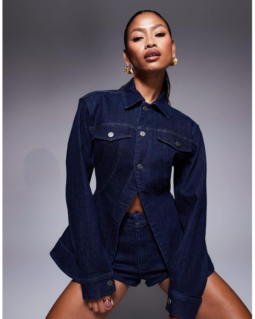 AFRM Blue Dark Denim Jacket Co-ord