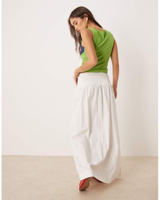 Vila Multicolor Shirred Waistband Poplin Boho Skirt