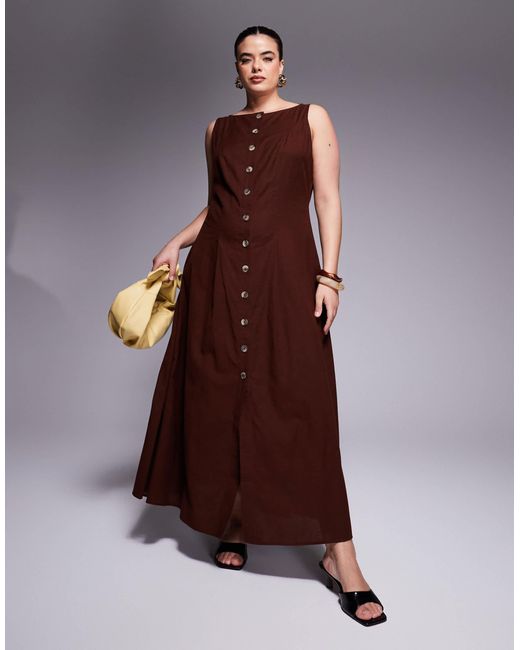 ASOS Brown Asos design curve – maxikleid im westenstil