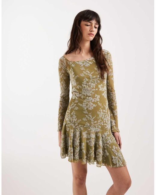 Motel Natural Ruhato One Shoulder Aysmetric Mini Dress
