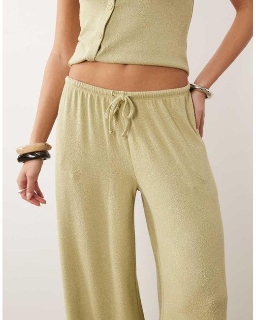 ASOS Natural Textured Knit Wide Leg Trouser Co-Ord
