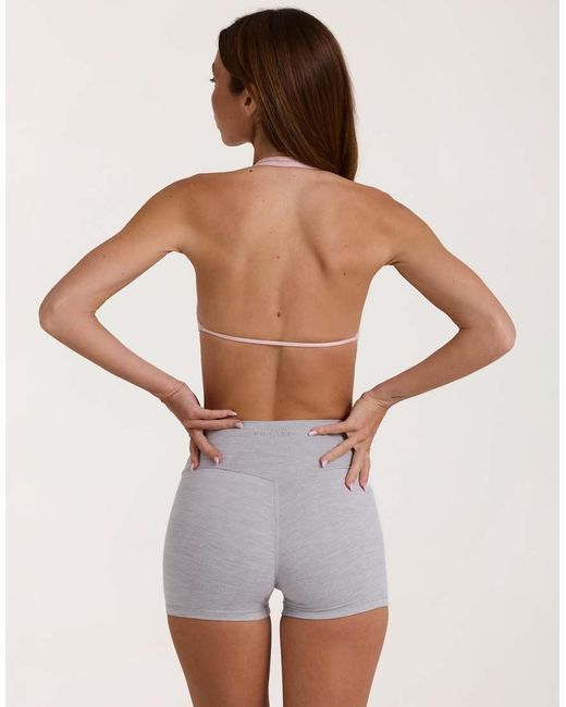 BO+TEE White Soft Active Halter Neck Plunge Contrast Trim Sports Bra