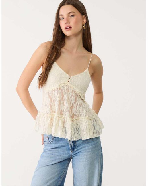 Stradivarius Blue Blonde Lace Top With Straps