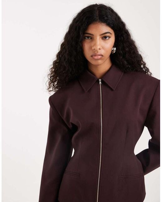 ASOS Brown Zip Up Cinch Jacket