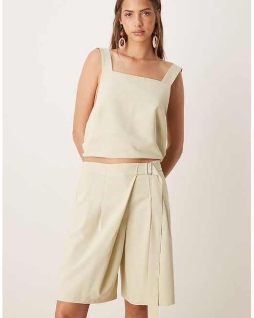 ASOS Natural Tailored Longline Utility Shorts Co-Ord
