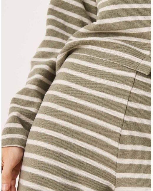 ASOS Natural Brushed Stripe Wide Leg Co Ord Trousers