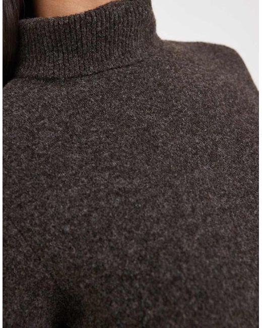 Vero Moda Brown Soft Knitted Roll Neck Midi Dress