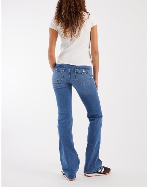 Vero Moda Blue Mid Rise Flare Jeans
