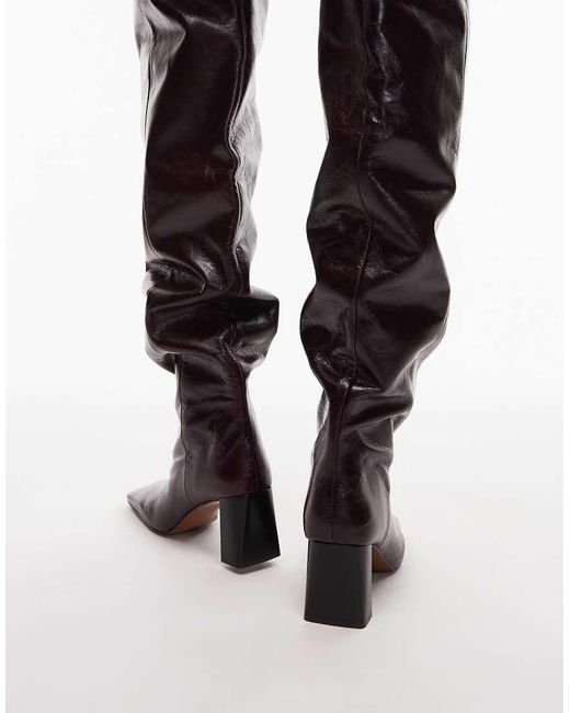 ASOS Red Kane Square Toe Slouchy Over The Knee Boots