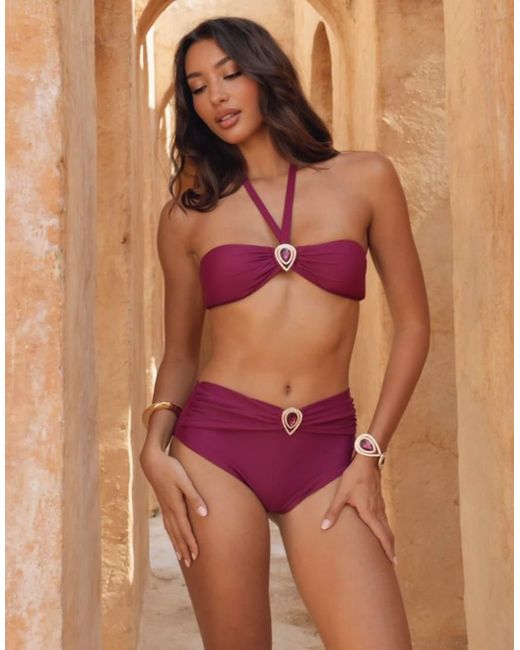 Moda Minx Brown Dalia Droplet High Waist Bikini Bottom