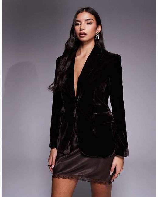 Mango Black Combi Velvet Tailored Jacket